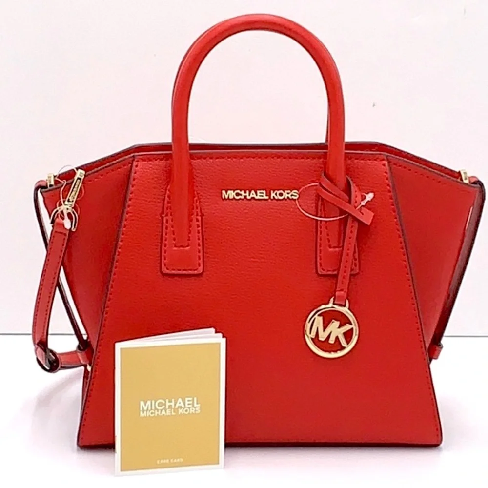 Michael Kors Avril Small Leather Top-Zip Satchel Flame color - Picture 3 of 16